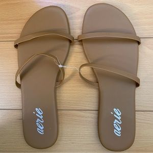 NWOT aerie Double Strap Faux Leather Sandals - size 7